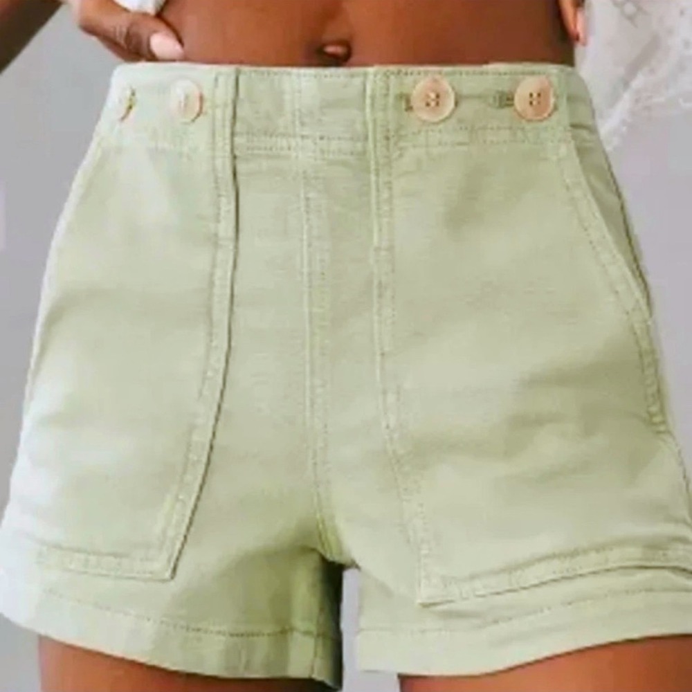 Pilcro Sage Green Cinch Back Sailor Utility Shorts 26